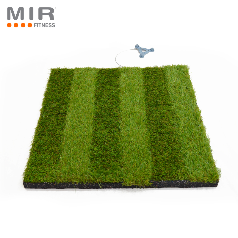 BALDOSAS DE CAUCHO + Cesped sintetico de 50cm x 50cm x 20mm con uniones -Color negro y verde- EL MT2. Art QNCS20